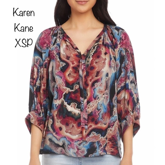 Karen Kane Tops - 🌷KAREN Kane🌷 Watercolor Print Pullover Blouse Size XSP NEW w/o tags